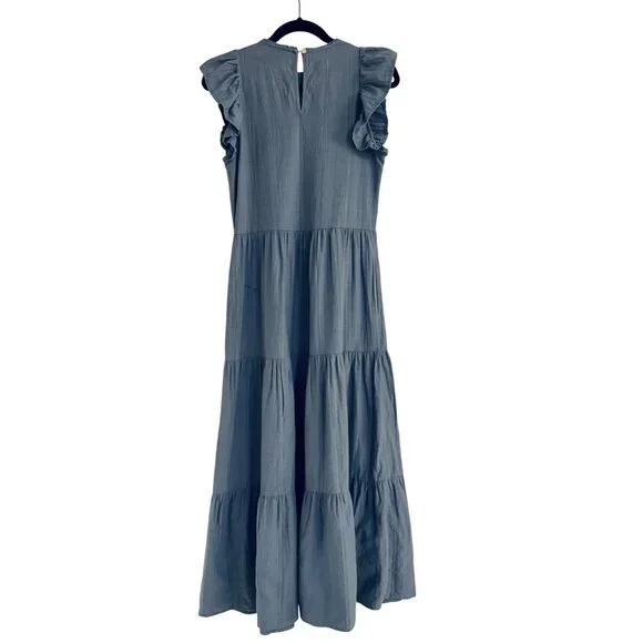Universal Thread Women's Blue 100% Cotton Sleeveless Tiered Maxi Sundress XS - Picture 2 of 6